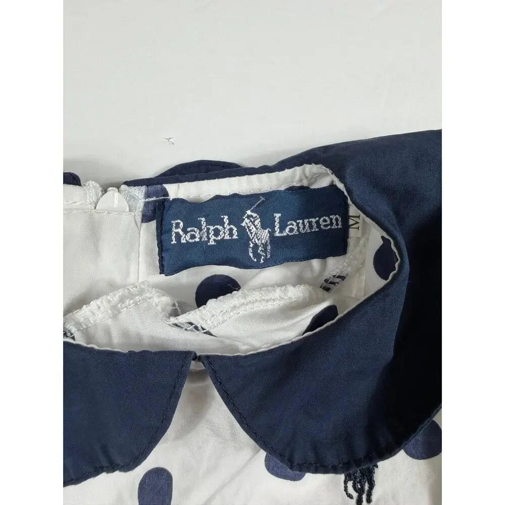 Ralph Lauren Vintage Dress Size 4 Peter Pan Collar Polka Dot